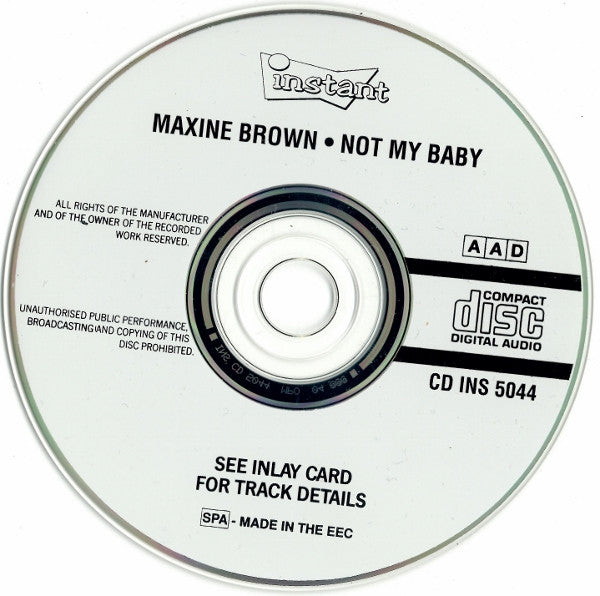 Maxine Brown : Not My Baby (CD, Comp)