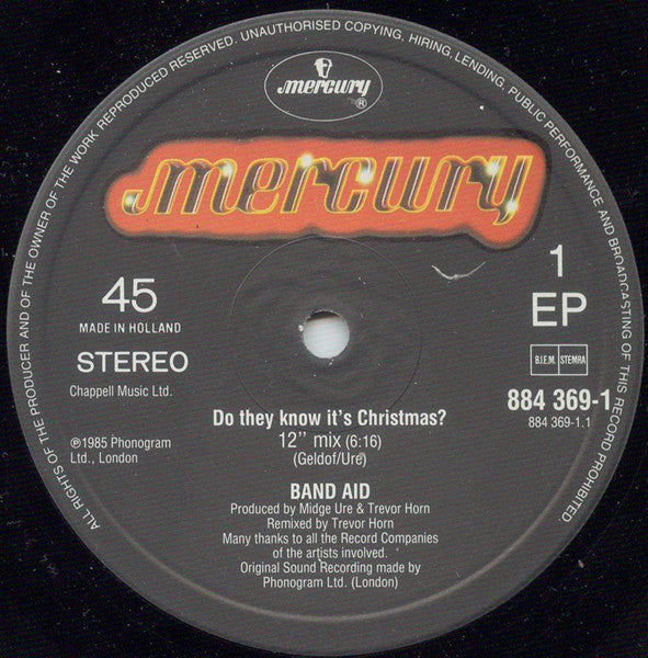 Band Aid : Do They Know It's Christmas? (12", EP)