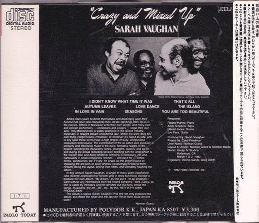 Sarah Vaughan : Crazy And Mixed Up (CD, Album, RE)