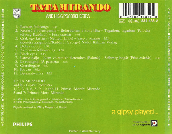 Tata Mirando And His Gipsy Orchestra : A Gipsy Played... (CD, Album, RE)