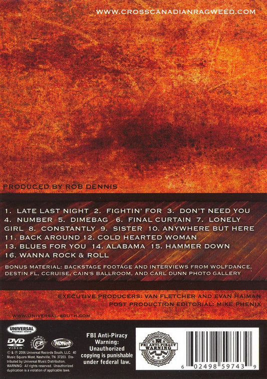 Cross Canadian Ragweed : Back To Tulsa - Live And Loud At Cain's Ballroom (DVD-V)
