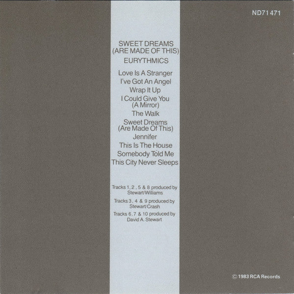 Eurythmics : Sweet Dreams (Are Made Of This) (CD, Album, RE)