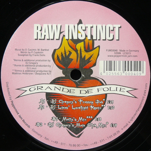 Raw Instinct : Grande De Folie (12")