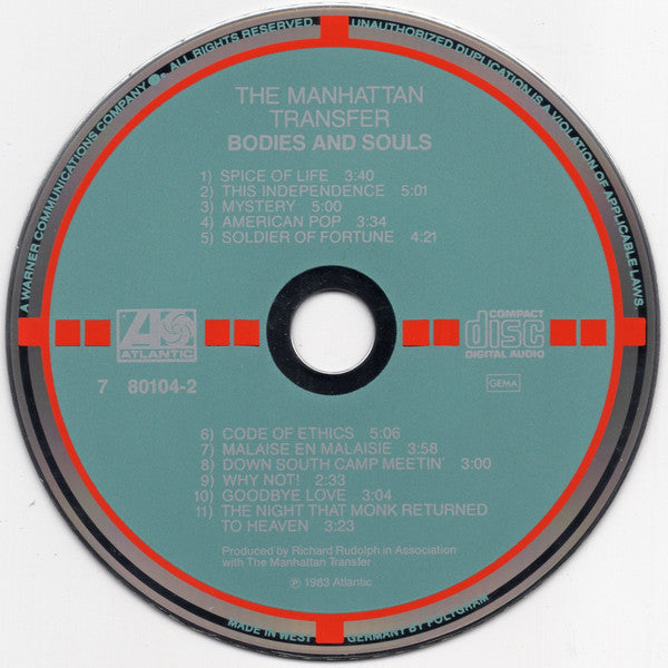 The Manhattan Transfer : Bodies And Souls (CD, Album, Tar)