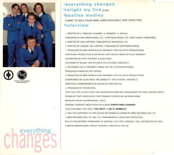 Take That : Everything Changes (CD, Single)