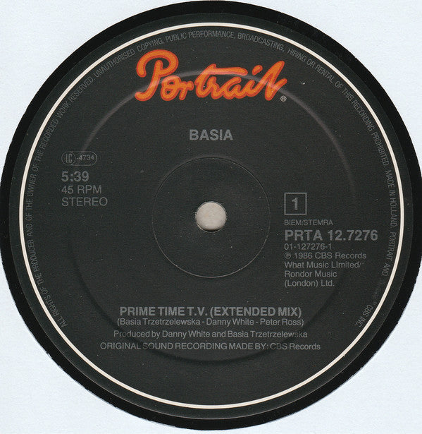 Basia : Prime Time TV (12", Maxi)