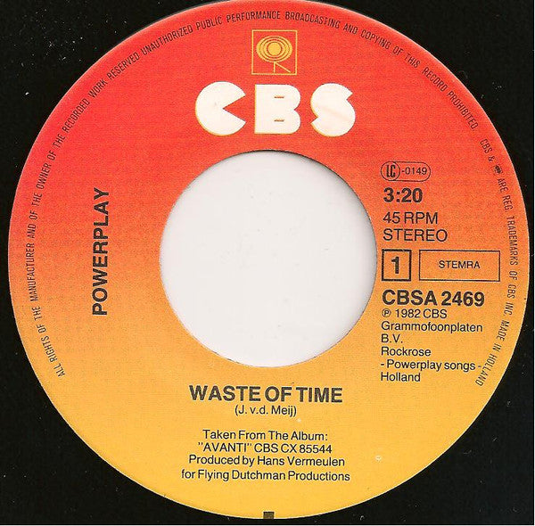 Powerplay (4) : Waste Of Time (7", Single)