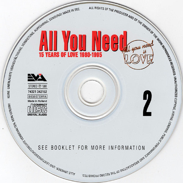 Various : All You Need Vol. 2 - 15 Years Of Love 1980 - 1995 (CD, Comp)