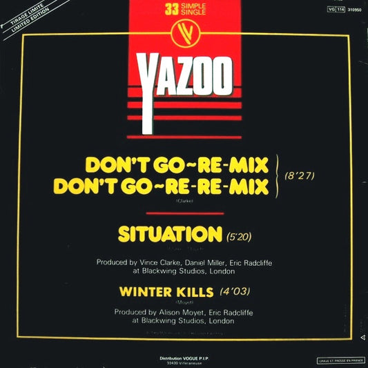 Yazoo : Don't Go (Re-mixes) / Situation (12", Single, Ltd)
