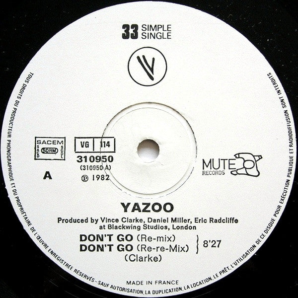 Yazoo : Don't Go (Re-mixes) / Situation (12", Single, Ltd)