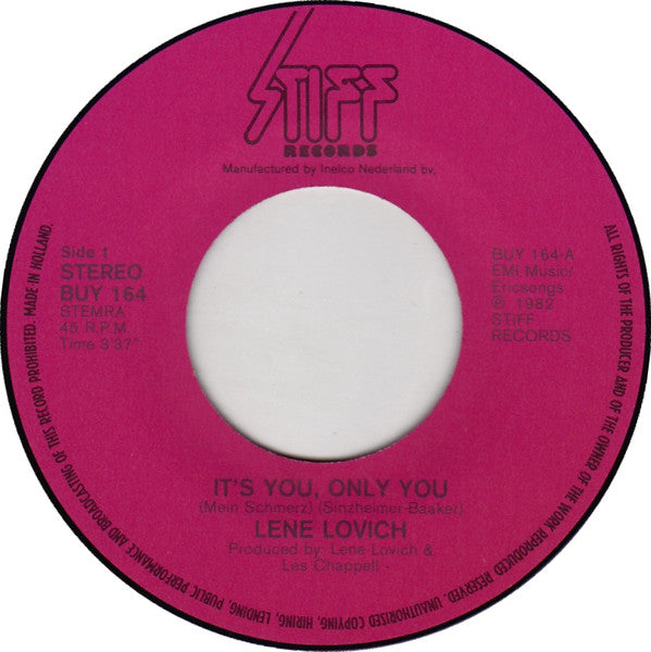 Lene Lovich : It's You, Only You (Mein Schmerz) (7", Single)