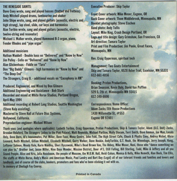 The Renegade Saints : Fear Of The Sky (CD, Album)