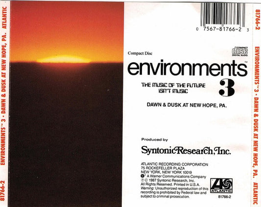 No Artist : Environments (The Music Of The Future Isn't Music - Dawn & Dusk At New Hope, PA. - 3) (CD, RE, S/Edition)
