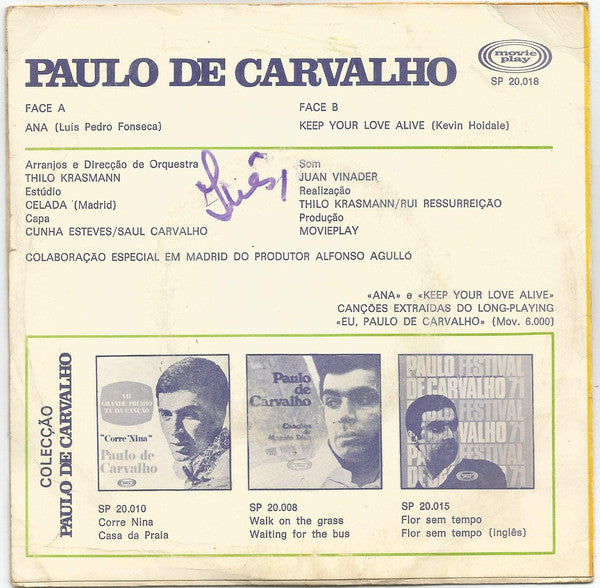 Paulo De Carvalho : Ana / Keep Your Love Alive (7", Single)