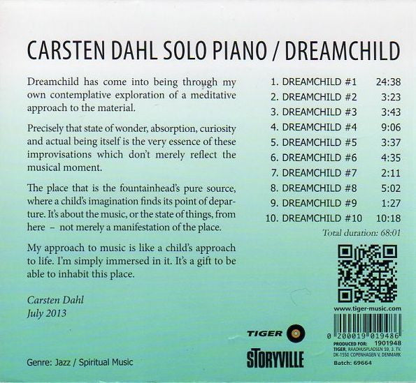 Carsten Dahl : Solo Piano / Dream Child (CD, Album)