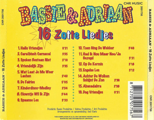 Bassie & Adriaan : 16 Zotte Liedjes (CD, Comp)