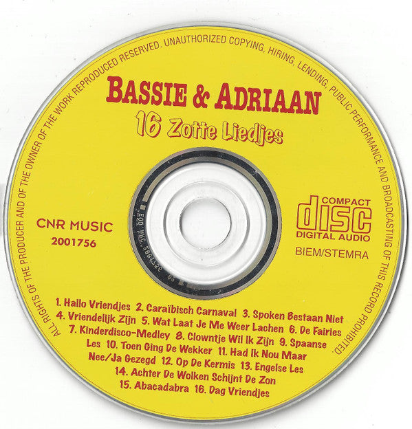 Bassie & Adriaan : 16 Zotte Liedjes (CD, Comp)