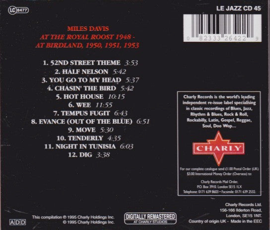 Miles Davis : At The Royal Roost 1948 - At Birdland 1950, 1951, 1953 (CD, Comp, RM)