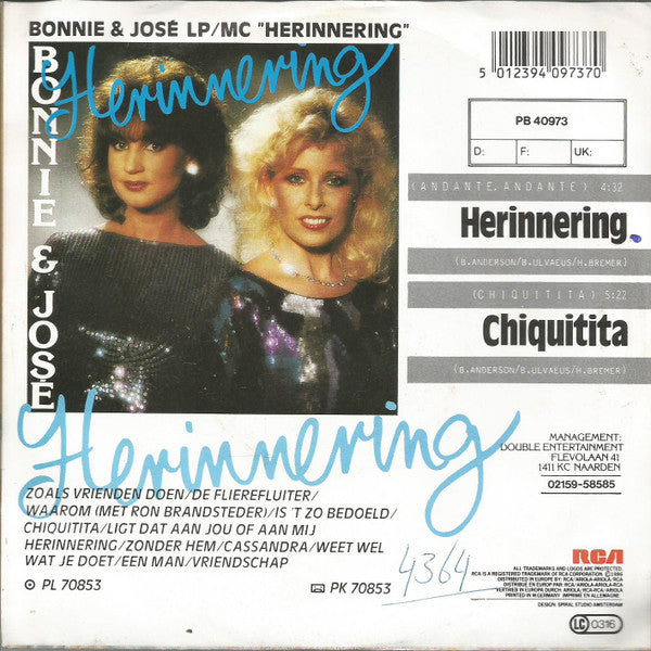 Bonnie St. Claire & José (3) : Herinnering (7", Single)