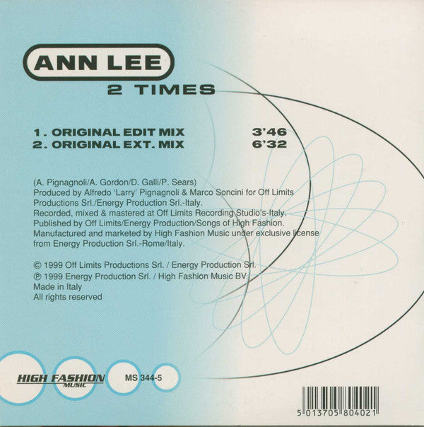 Ann Lee : 2 Times (CD, Single, Car)