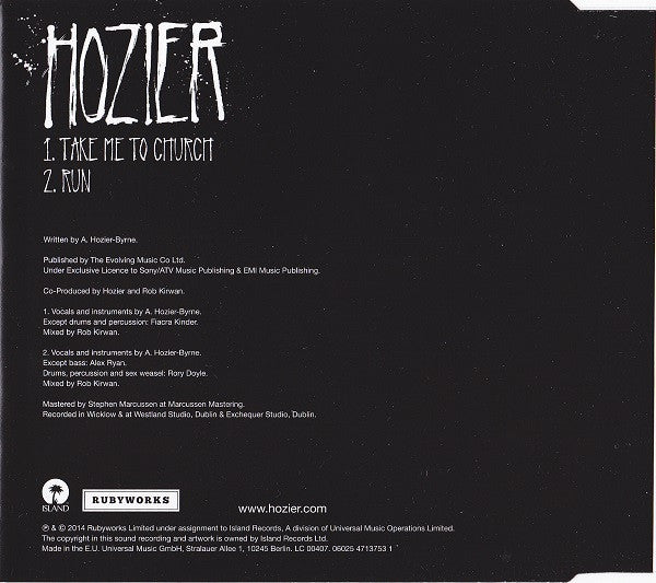 Hozier : Take Me To Church (CD, Single)