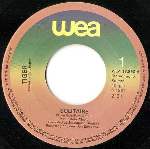 Tiger (5) : Solitaire (7", Single)