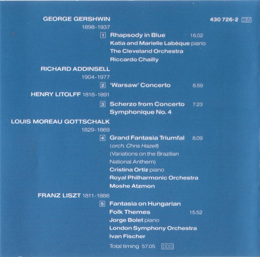 George Gershwin / Richard Addinsell, Henry Litolff, Louis Moreau Gottschalk, Franz Liszt : Rhapsody In Blue / Warsaw Concerto (CD, Comp)