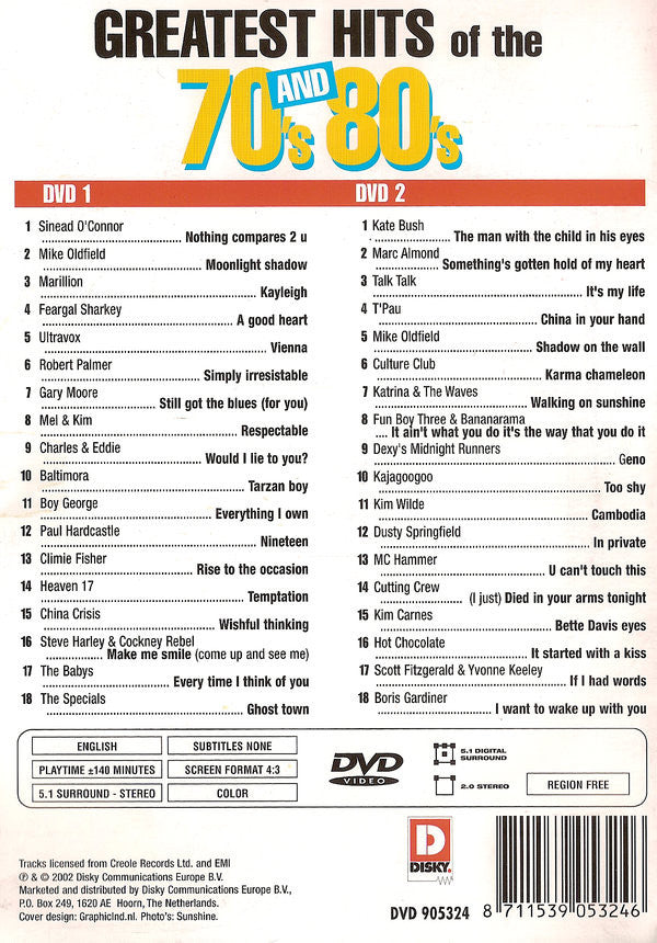 Various : Greatest Hits Of The 70's And 80's (2xDVD-V, Comp)
