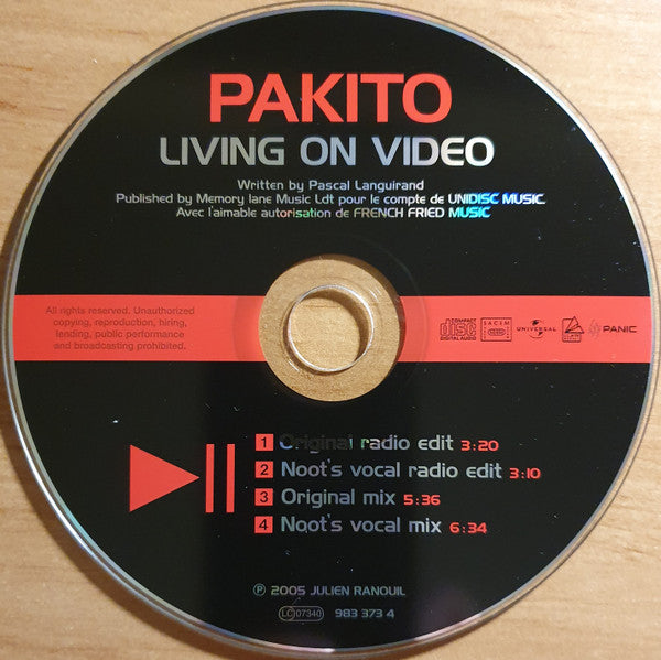 Pakito : Living On Video (CD, Single, Car)