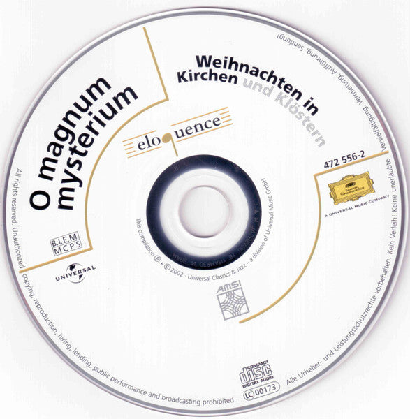 Dresdner Kreuzchor, Regensburger Domspatzen, Thomanerchor, Escolanía De Montserrat, Gabrieli Consort : O Magnum Mysterium (Weihnachten In Kirchen Und Klöstern) (CD)
