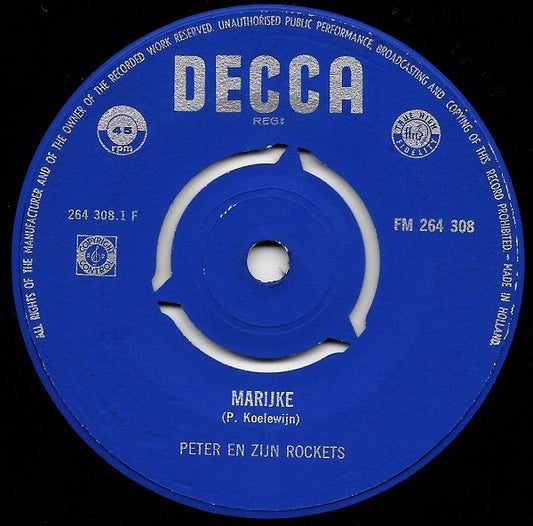 Peter Koelewijn & Zijn Rockets : Marijke / Jenny (7", Single)