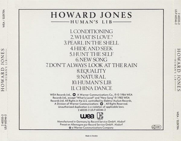Howard Jones : Human's Lib (CD, Album, RE)