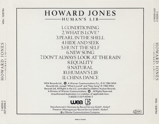 Howard Jones : Human's Lib (CD, Album, RE)