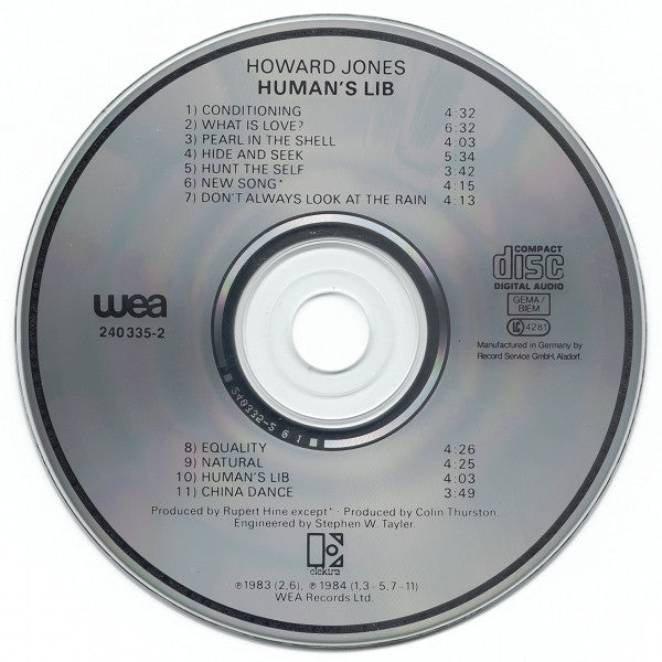 Howard Jones : Human's Lib (CD, Album, RE)