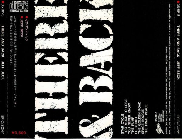 Jeff Beck : There And Back (CD, Album, RE)