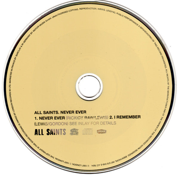 All Saints : Never Ever (CD, Single, Car)