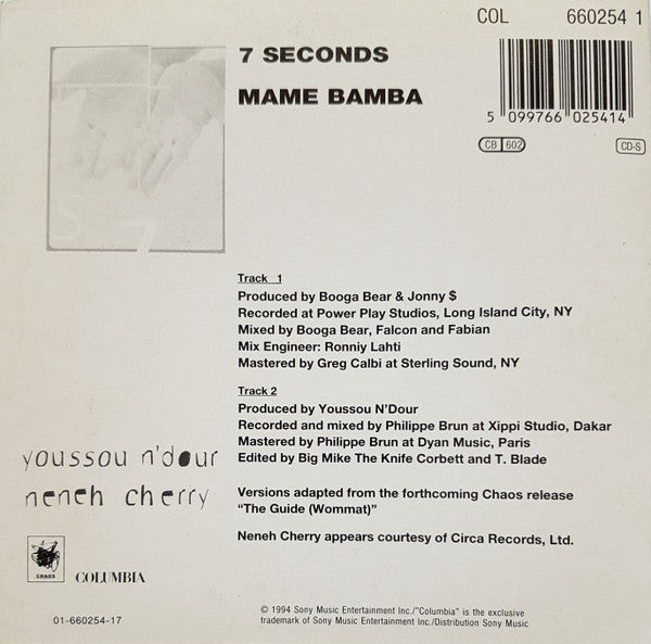 Youssou N'Dour & Neneh Cherry : 7 Seconds (CD, Single)
