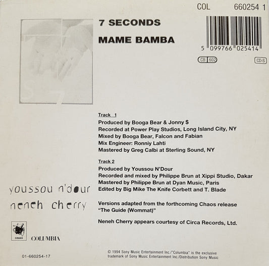 Youssou N'Dour & Neneh Cherry : 7 Seconds (CD, Single)