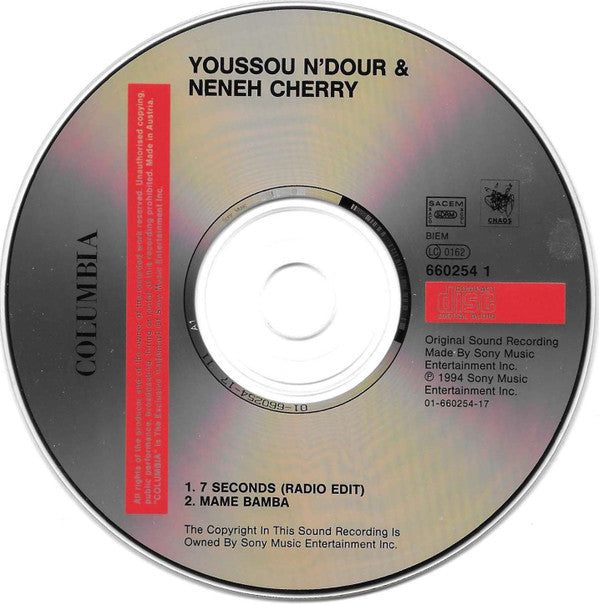 Youssou N'Dour & Neneh Cherry : 7 Seconds (CD, Single)