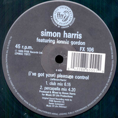Simon Harris Featuring Lonnie Gordon : I've Got Your Pleasure Control (12")