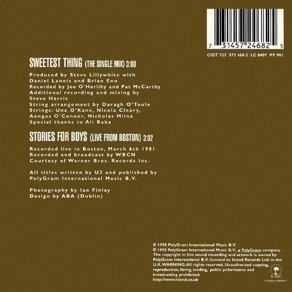U2 : Sweetest Thing (CD, Single, Car)