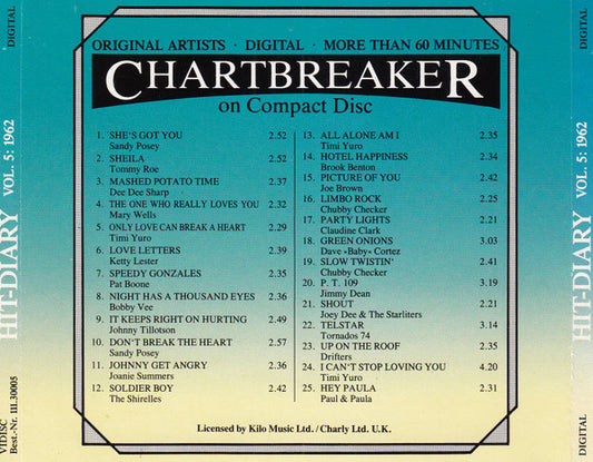Various : Chartbreaker - Hit-Diary Vol. 5: 1962 (CD, Comp)