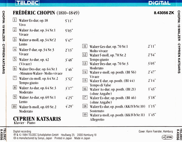 Frédéric Chopin / Cyprien Katsaris : 19 Walzer (CD, Album)