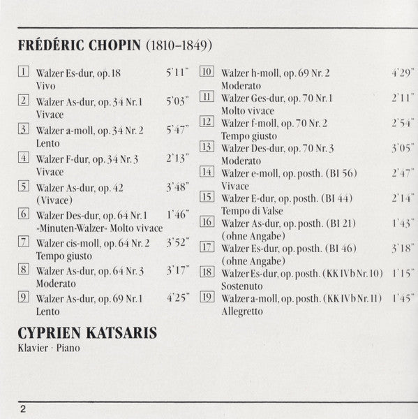 Frédéric Chopin / Cyprien Katsaris : 19 Walzer (CD, Album)