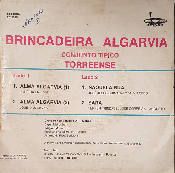 Conjunto Típico Torreense : Brincadeira Algarvia (7", EP)