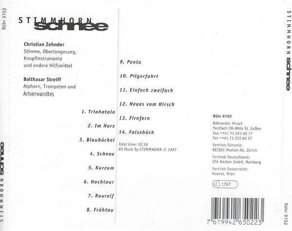 Stimmhorn : Schnee (CD, Album)