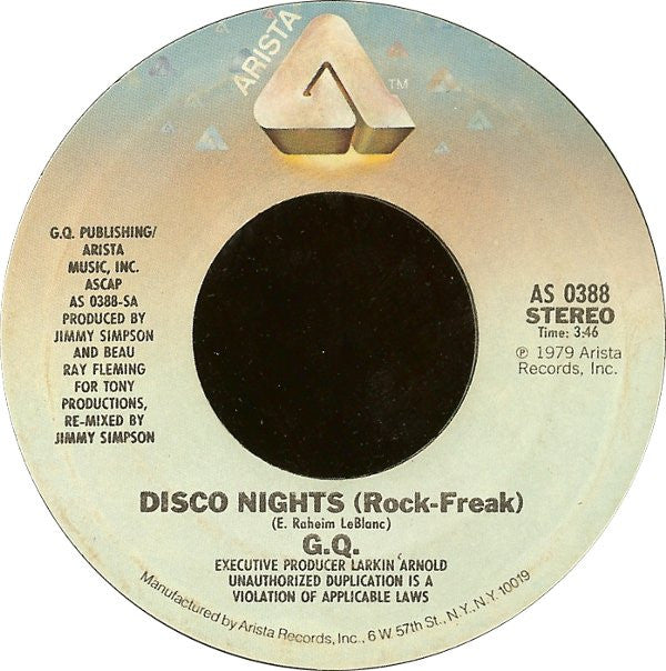 GQ : Disco Nights (Rock-Freak) (7", Single)