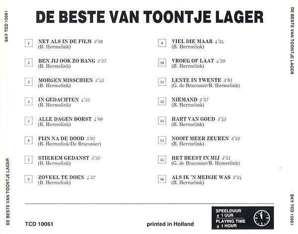 Toontje Lager : De Beste Van Toontje Lager (CD, Comp, RE)