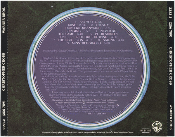Christopher Cross : Christopher Cross (CD, Album, RE, Tar)