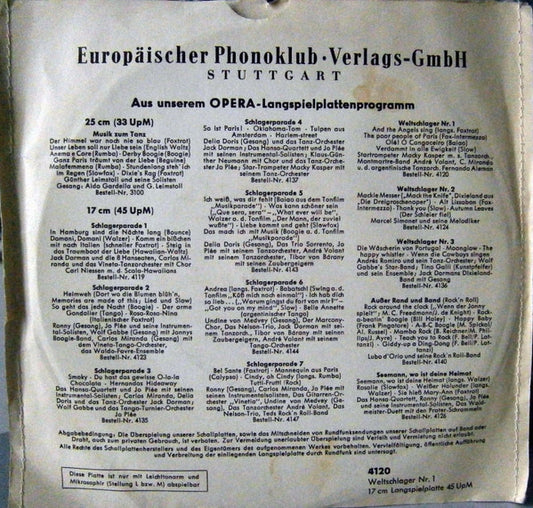 Various : Weltschlager Nr. 1 (7", EP, Mono)